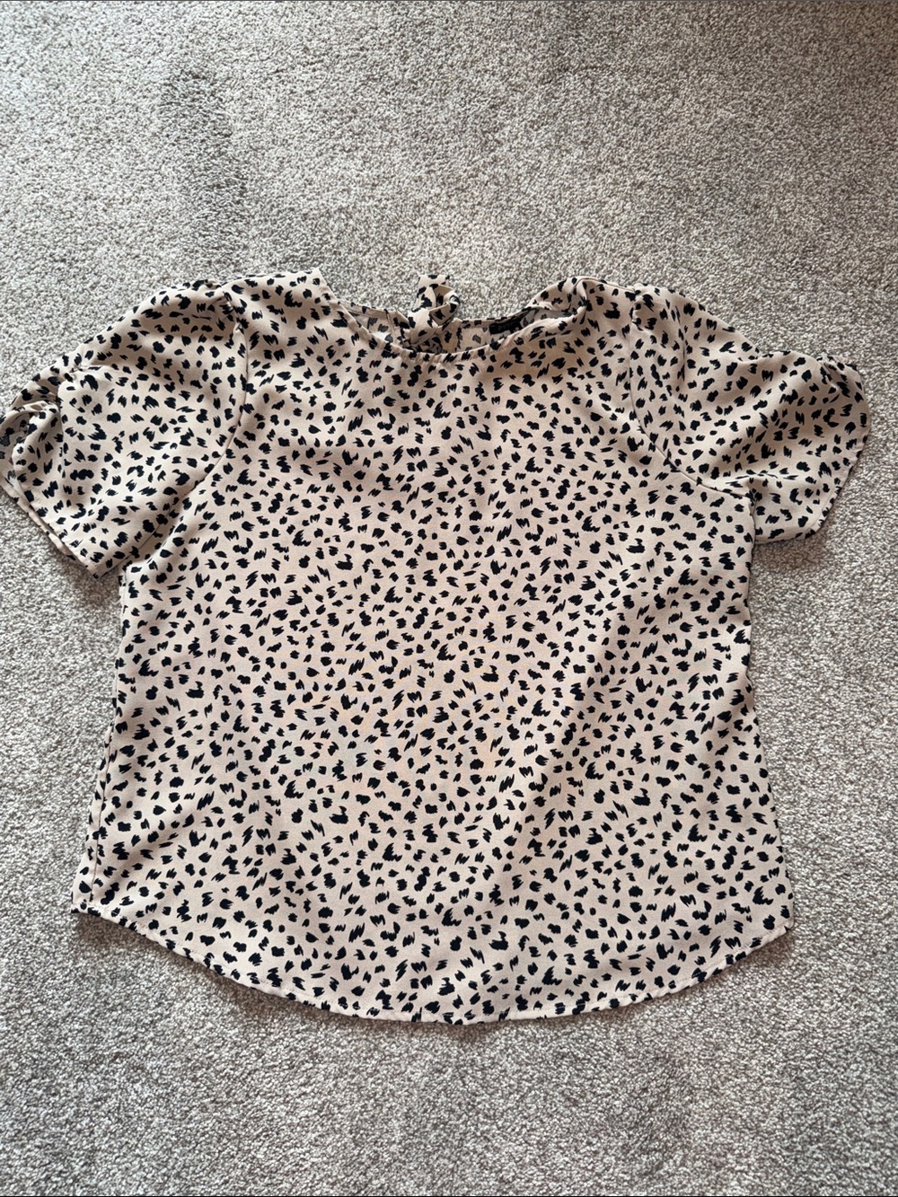 Papermoon Womens Medium Petite Leopard Print Short Sleeve Blouse